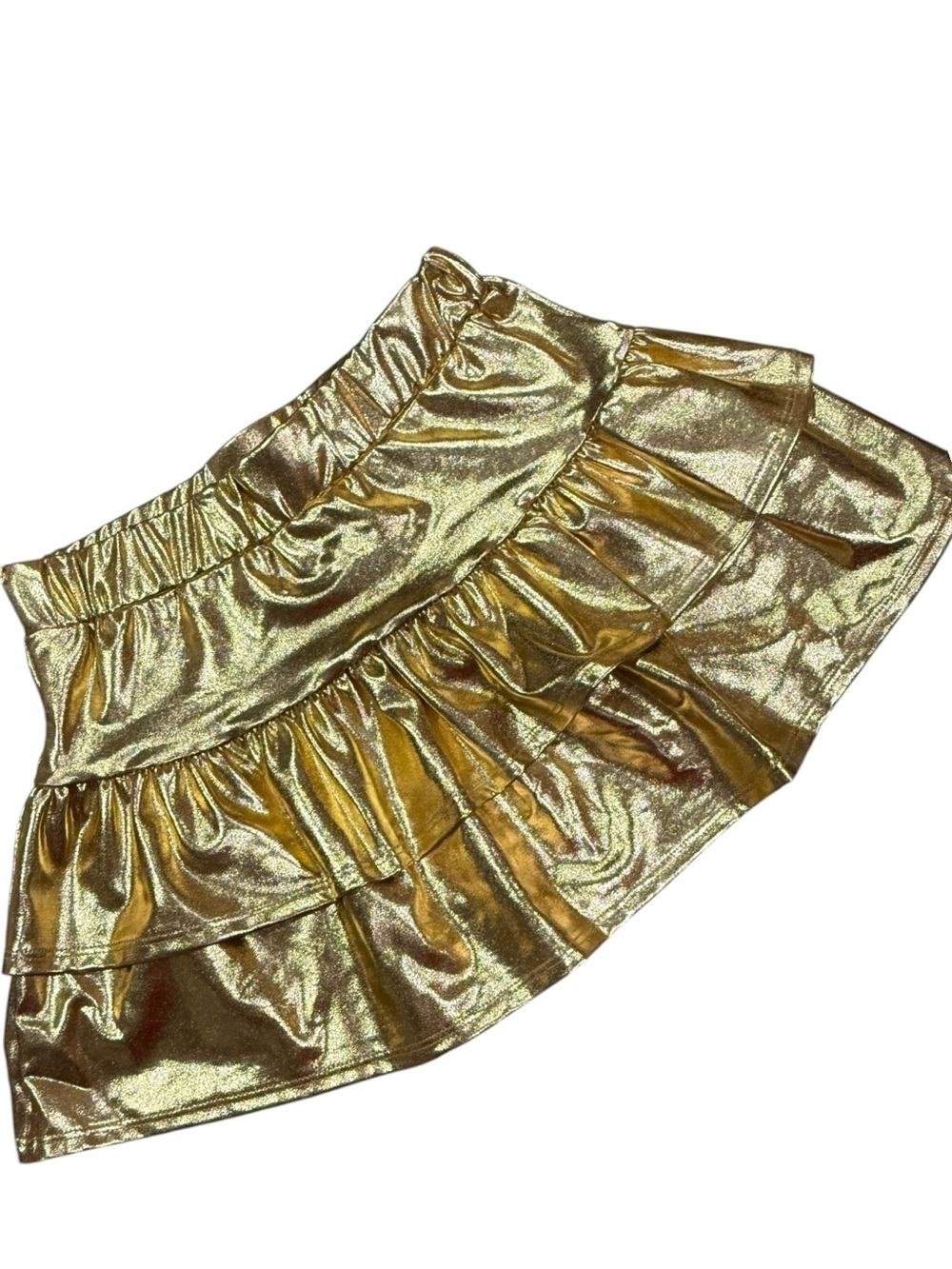 Tweenstyle by Stoopher Gold Metallic Tiered Ruffle Skirt Girls Sizes 12 & 14 NWT - Picture 4 of 8